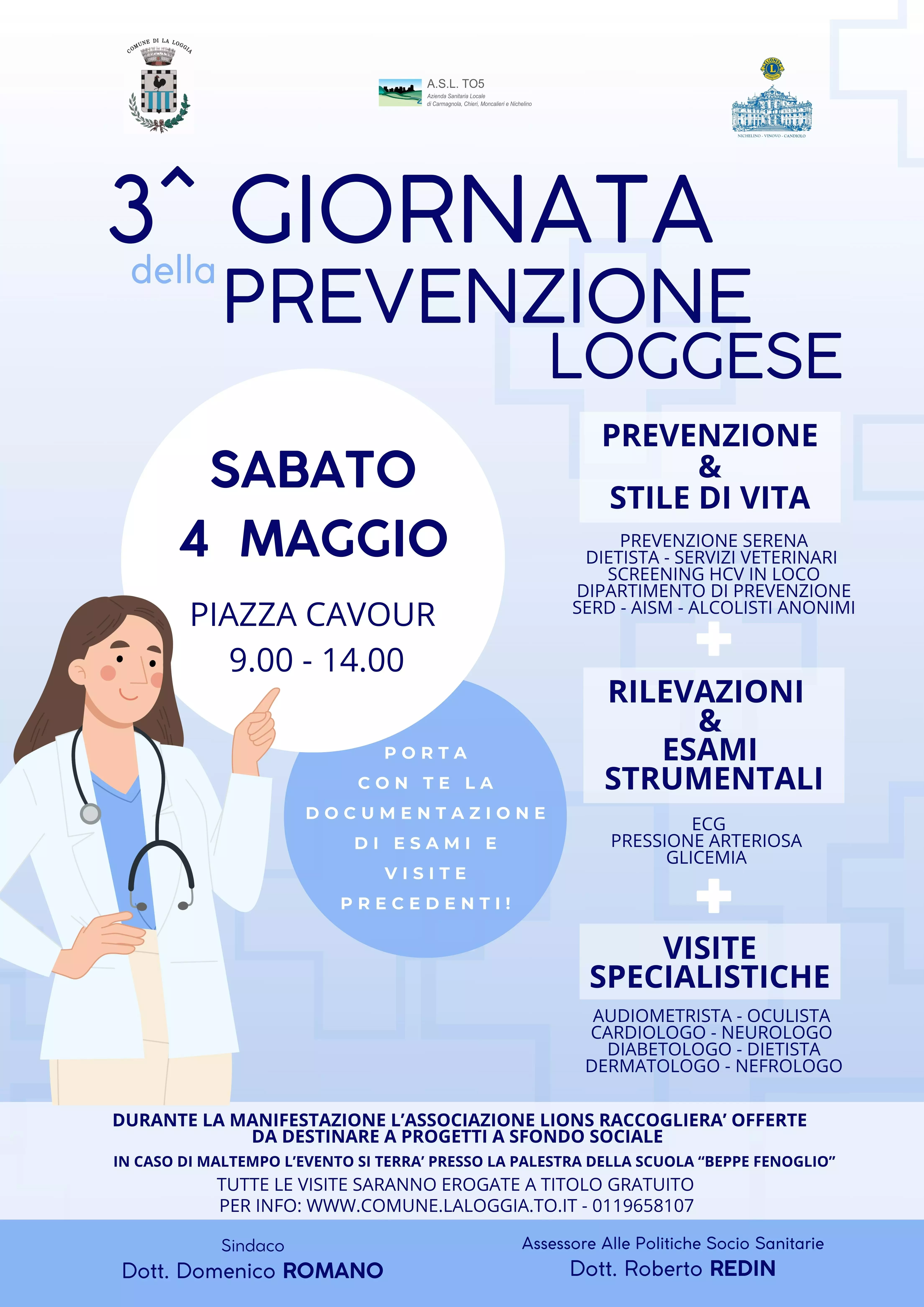 3^ GIORNATA della PREVENZIONE LOGGESE: Sabato 4 maggio 2024