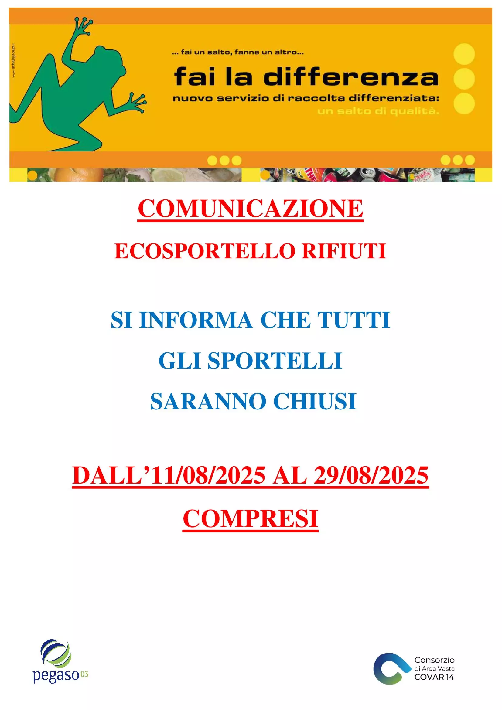 chiusura sportelli