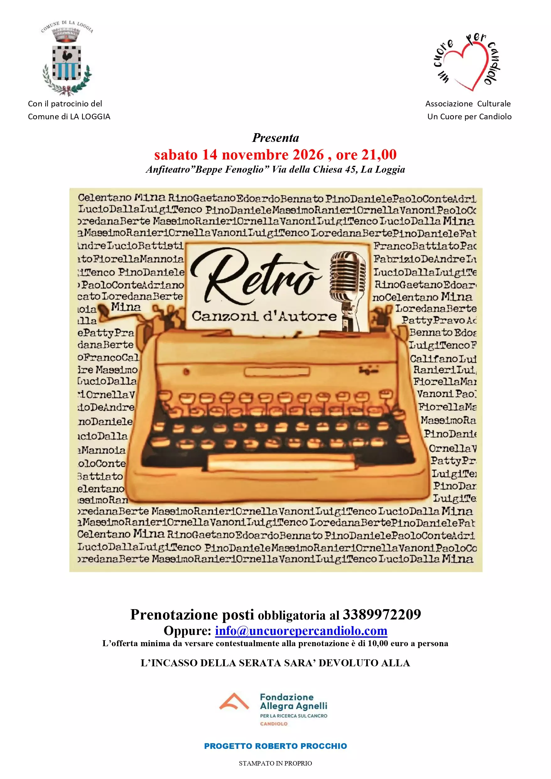 Evento musicale del 14 novembre 2026